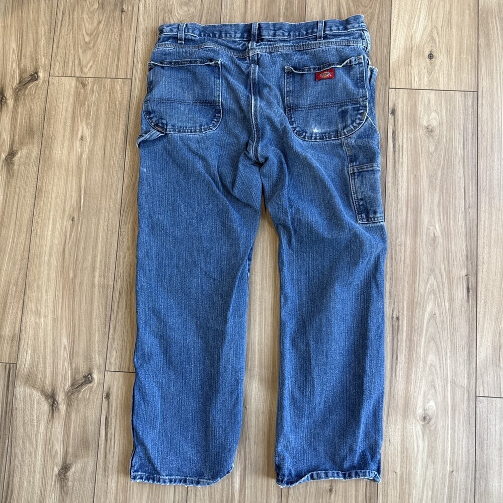 Dickies Carpenter Jeans Mens 38x30 Blue Denim Workwear Utility Relaxed Fit